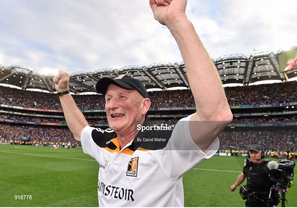27 September 2014; Kilkenny manager Brian Cody celebrates after the game. GAA Hurling All Ireland Senior Championship Final Replay, Kilkenny v Tipperary. Croke Park, Dublin. Picture credit: David Maher / SPORTSFILE