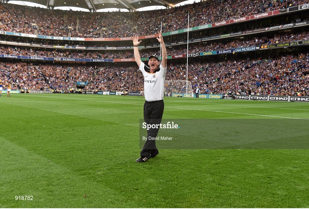 27 September 2014; Kilkenny manager Brian Cody celebrates after the game. GAA Hurling All Ireland Senior Championship Final Replay, Kilkenny v Tipperary. Croke Park, Dublin. Picture credit: David Maher / SPORTSFILE