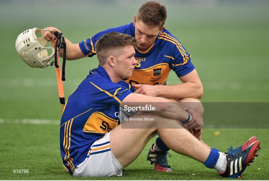 27 September 2014; Tipperary's Padraic Maher is consoled by captain Brendan Maher after the game. GAA Hurling All Ireland Senior Championship Final Replay, Kilkenny v Tipperary. Croke Park, Dublin. Picture credit: Brendan Moran / SPORTSFILE
