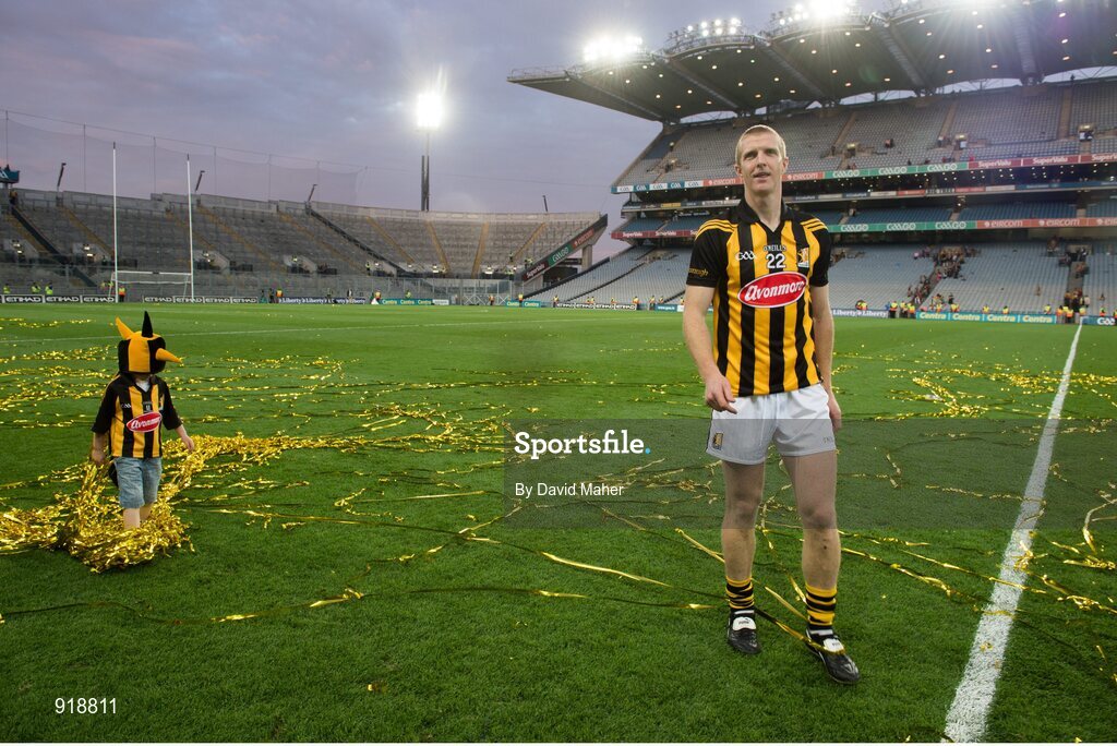 27 September 2014; Kilkenny's Henry Shefflin and his son Henry at the end of the game. GAA Hurling All Ireland Senior Championship Final Replay, Kilkenny v Tipperary. Croke Park, Dublin. Picture credit: David Maher / SPORTSFILE