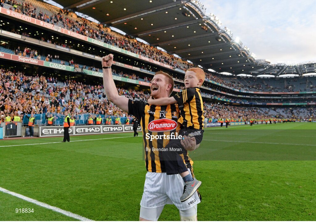 27 September 2014; Kilkenny's Richie Power with his son Rory celebrate after the game. GAA Hurling All Ireland Senior Championship Final Replay, Kilkenny v Tipperary. Croke Park, Dublin. Picture credit: Brendan Moran / SPORTSFILE