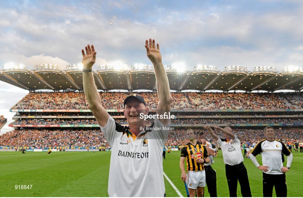 27 September 2014; Kilkenny manager Brian Cody celebrates after the game. GAA Hurling All Ireland Senior Championship Final Replay, Kilkenny v Tipperary. Croke Park, Dublin. Picture credit: Brendan Moran / SPORTSFILE