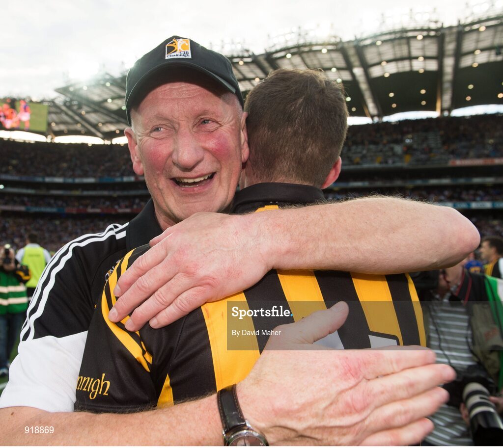 27 September 2014; Kilkenny manager Brian Cody celebrates with Colin Fennelly at the end of the game. GAA Hurling All Ireland Senior Championship Final Replay, Kilkenny v Tipperary. Croke Park, Dublin. Picture credit: David Maher / SPORTSFILE