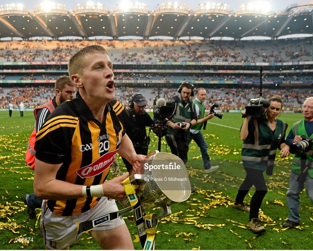 27 September 2014; Kilkenny captain Lester Ryan celebrates with the Liam MacCarthy cup after the game. GAA Hurling All Ireland Senior Championship Final Replay, Kilkenny v Tipperary. Croke Park, Dublin. Picture credit: Piaras Ó Mídheach / SPORTSFILE