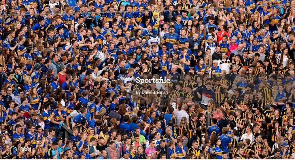 27 September 2014; A section of Kilkenny and Tipperary supporters on hill 16 get involved in a scuffle during the game. GAA Hurling All Ireland Senior Championship Final Replay, Kilkenny v Tipperary. Croke Park, Dublin. Picture credit: Dáire Brennan / SPORTSFILE