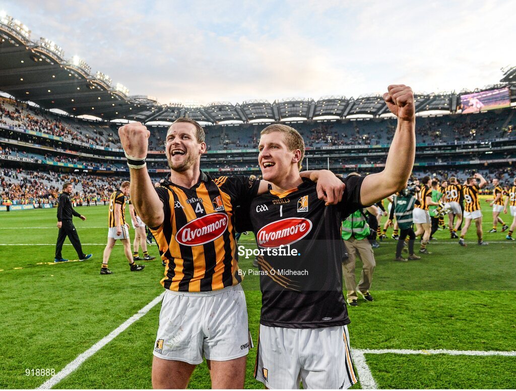 27 September 2014; Kilkenny's Jackie Tyrrell, left, and Eoin Murphy celebrate after the game. GAA Hurling All Ireland Senior Championship Final Replay, Kilkenny v Tipperary. Croke Park, Dublin. Picture credit: Piaras Ó Mídheach / SPORTSFILE