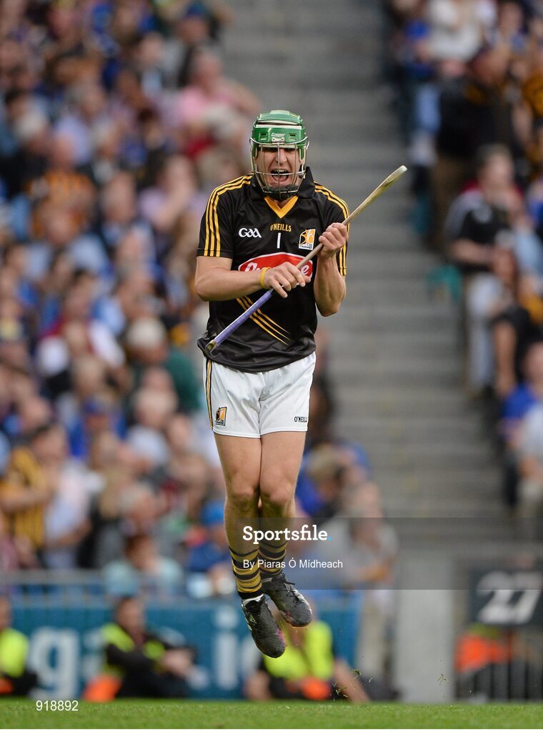 27 September 2014; Kilkenny goalkeeper Eoin Murphy celebrates after team-mate John Power scored their side's second goal of the game. GAA Hurling All Ireland Senior Championship Final Replay, Kilkenny v Tipperary. Croke Park, Dublin. Picture credit: Piaras Ó Mídheach / SPORTSFILE