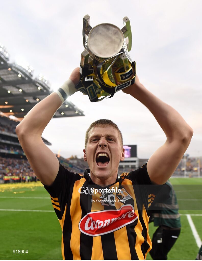 27 September 2014; Lester Ryan, Kilkenny, celebrates with the Liam MacCarthy cup following his side's victory. GAA Hurling All Ireland Senior Championship Final Replay, Kilkenny v Tipperary. Croke Park, Dublin. Picture credit: Stephen McCarthy / SPORTSFILE