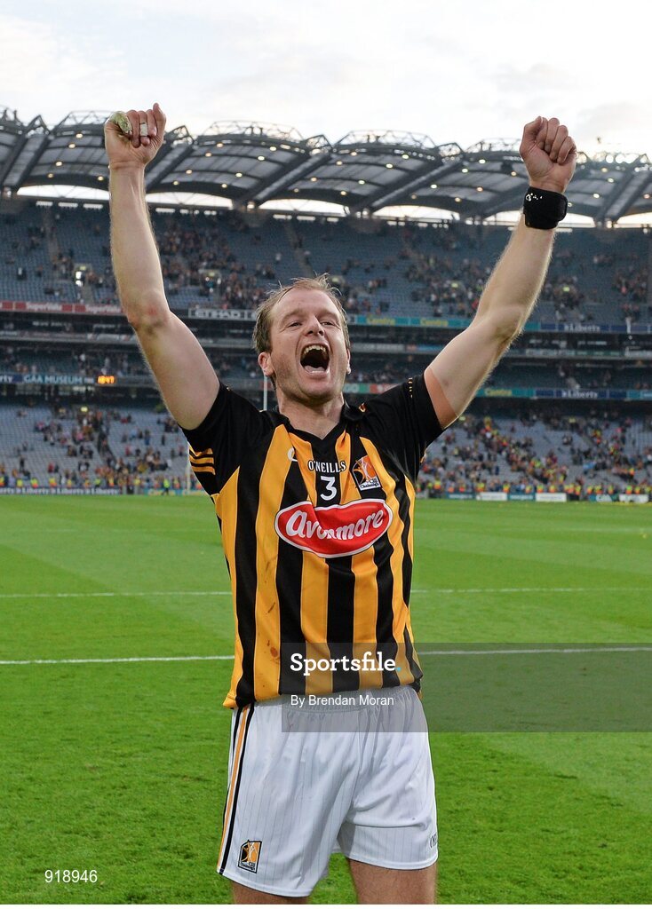 27 September 2014; Kilkenny's JJ Delaney celebrates after the game. GAA Hurling All Ireland Senior Championship Final Replay, Kilkenny v Tipperary. Croke Park, Dublin. Picture credit: Brendan Moran / SPORTSFILE