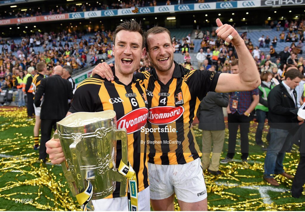 27 September 2014; Kilkenny's Kieran Joyce and Jackie Tyrrell with the Liam MacCarthy cup. GAA Hurling All Ireland Senior Championship Final Replay, Kilkenny v Tipperary. Croke Park, Dublin. Picture credit: Stephen McCarthy / SPORTSFILE