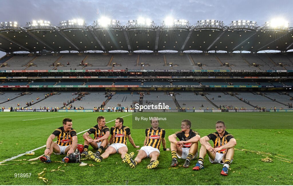 27 September 2014; Kilkenny players Kieran Joyce, Cillian Buckley, Jackie Tyrrell, Eoin Murphy and Conor Fogarty, following the GAA Hurling All Ireland Senior Championship Final Replay match between Kilkenny and Tipperary at Croke Park in Dublin. Photo by Ray McManus/Sportsfile