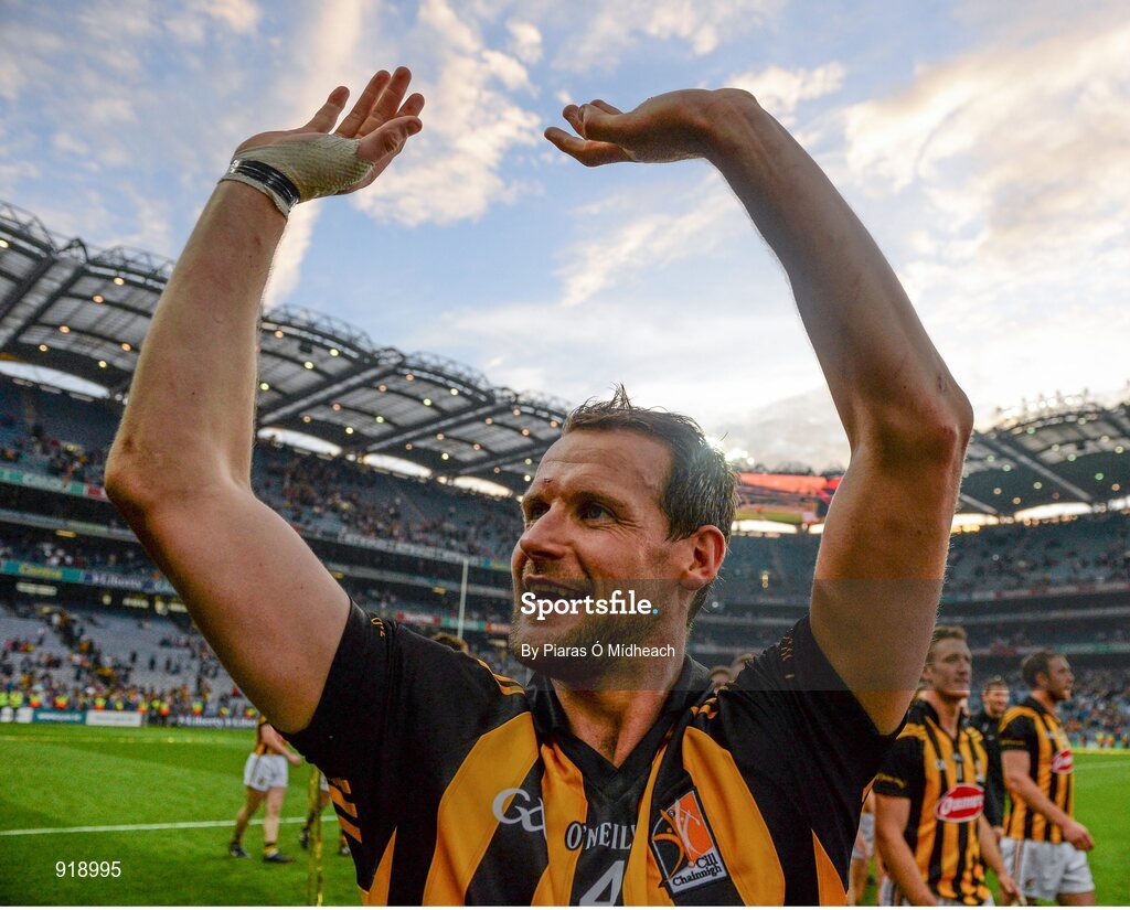 27 September 2014; Kilkenny's Jackie Tyrrell celebrates after the game. GAA Hurling All Ireland Senior Championship Final Replay, Kilkenny v Tipperary. Croke Park, Dublin. Picture credit: Piaras Ó Mídheach / SPORTSFILE