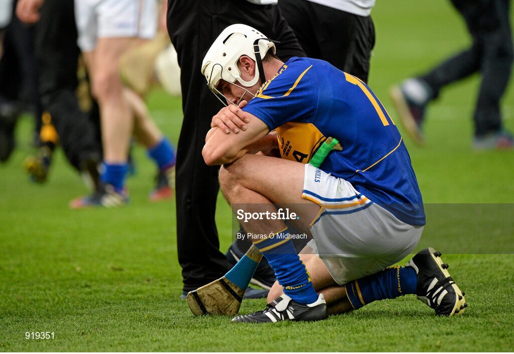 27 September 2014; Tipperary's Patrick Maher dejected after the game. GAA Hurling All Ireland Senior Championship Final Replay, Kilkenny v Tipperary. Croke Park, Dublin. Picture credit: Piaras Ó Mídheach / SPORTSFILE