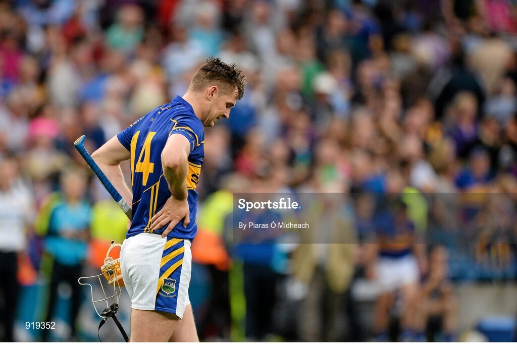 27 September 2014; A dejected Séamus Callanan, Tipperary, after the game. GAA Hurling All Ireland Senior Championship Final Replay, Kilkenny v Tipperary. Croke Park, Dublin. Picture credit: Piaras Ó Mídheach / SPORTSFILE