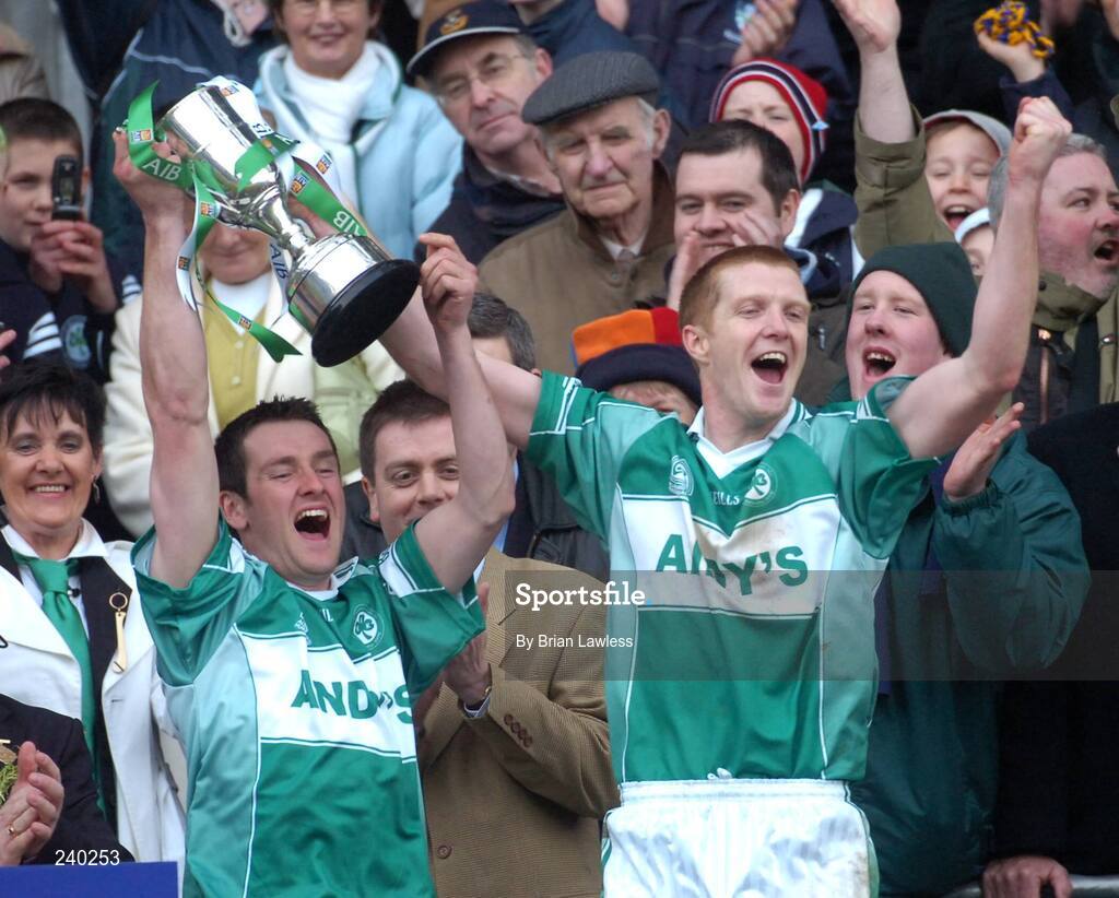17 March 2007; Ballyhale Shamrocks players Tom Coogan, left, and Henry Shefflin lift the Tommy Moore Cup after the match. AIB All-Ireland Senior Club Hurling Championship Final, Ballyhale Shamrocks v Loughrea, Croke Park, Dublin. Picture credit: Brian Lawless / SPORTSFILE