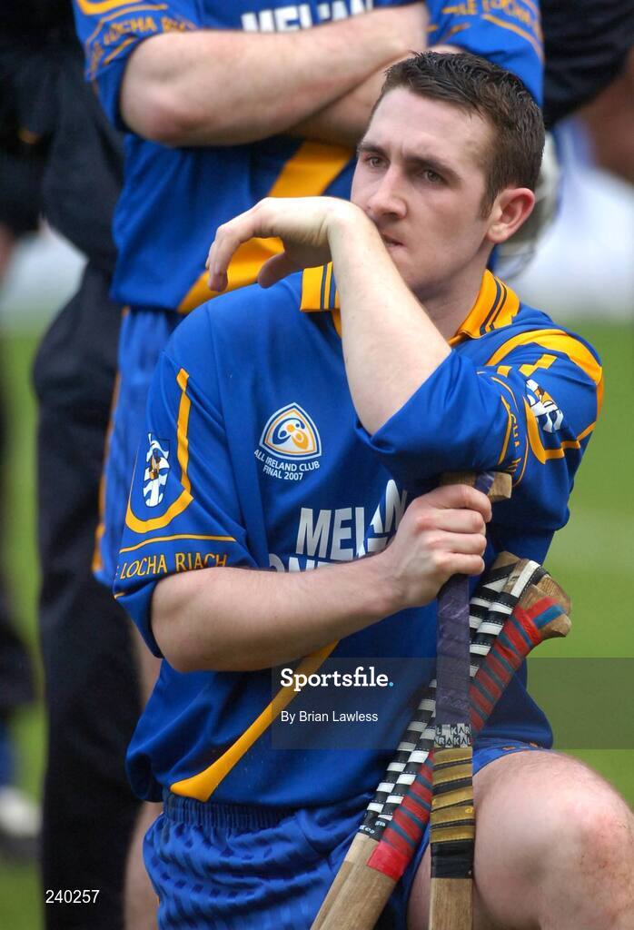 17 March 2007; A dejected Tom Regan, Loughrea, after the match. AIB All-Ireland Senior Club Hurling Championship Final, Ballyhale Shamrocks v Loughrea, Croke Park, Dublin. Picture credit: Brian Lawless / SPORTSFILE