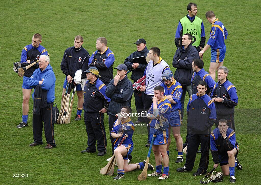 17 March 2007; Dejected Loughrea players and officials watch the presentation. AIB All-Ireland Senior Club Hurling Championship Final, Ballyhale Shamrocks v Loughrea, Croke Park, Dublin. Picture credit: Ray McManus / SPORTSFILE