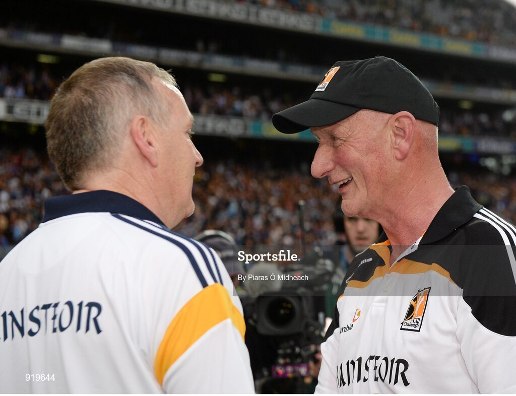 27 September 2014; Kilkenny manager Brian Cody speaks with Tipperary manager Eamon O'Shea after the game. GAA Hurling All Ireland Senior Championship Final Replay, Kilkenny v Tipperary. Croke Park, Dublin. Picture credit: Piaras Ó Mídheach / SPORTSFILE