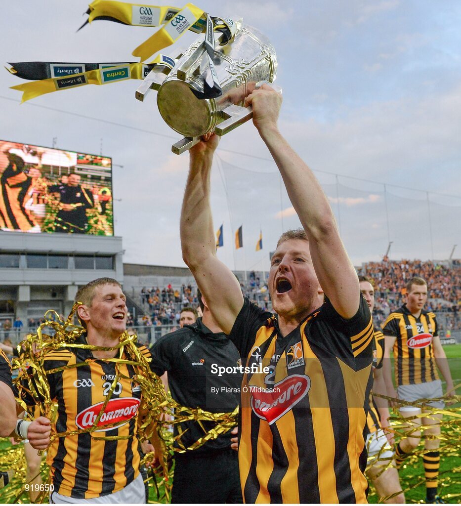 27 September 2014; Kilkenny's Aidan Fogarty celebrates with the Liam MacCarthy cup after the game. GAA Hurling All Ireland Senior Championship Final Replay, Kilkenny v Tipperary. Croke Park, Dublin. Picture credit: Piaras Ó Mídheach / SPORTSFILE