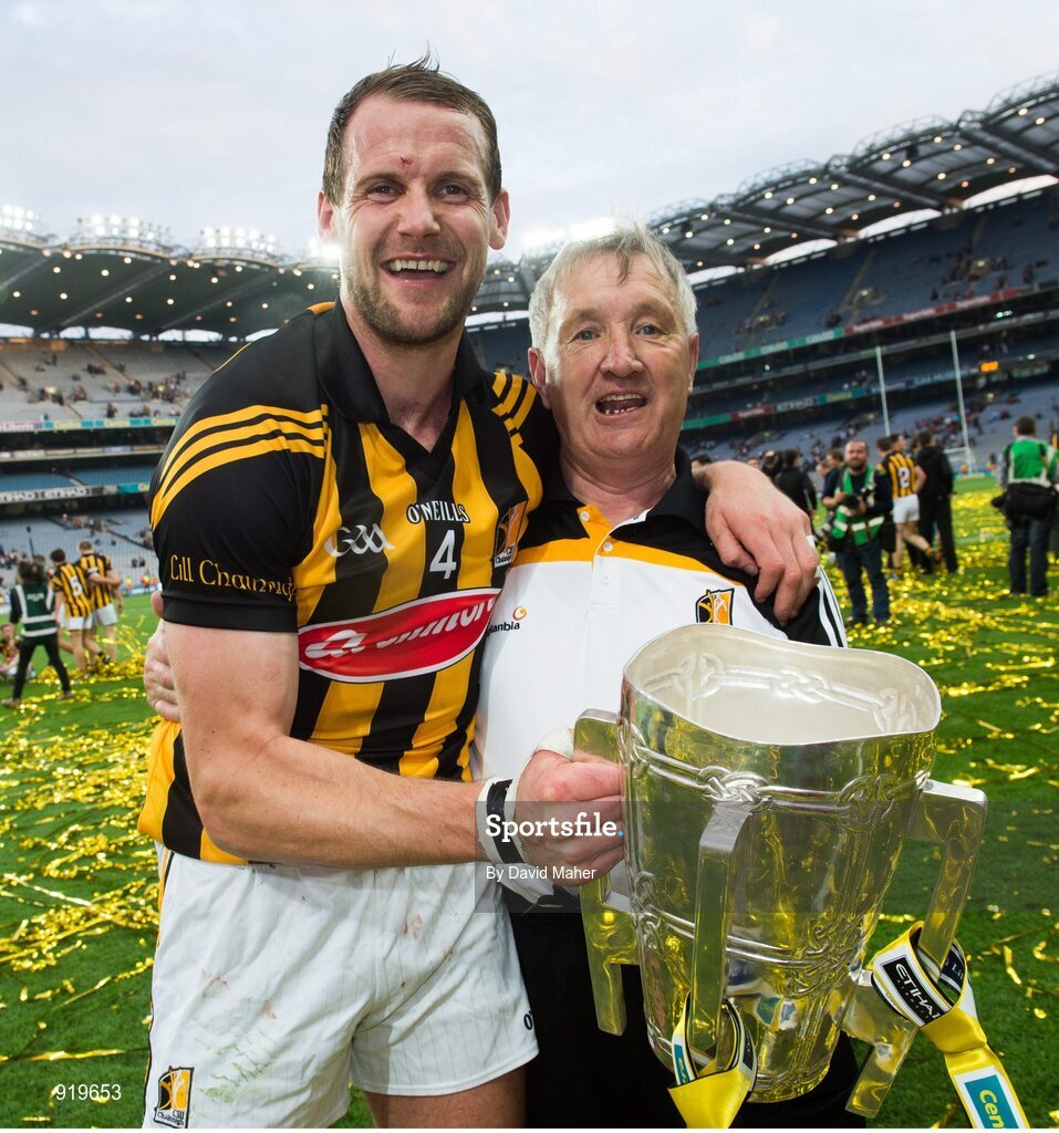 27 September 2014; Kilkenny kit man Dennis Rackard Coady with Jackie Tyrrell at the end of the game. GAA Hurling All Ireland Senior Championship Final Replay, Kilkenny v Tipperary. Croke Park, Dublin. Picture credit: David Maher / SPORTSFILE