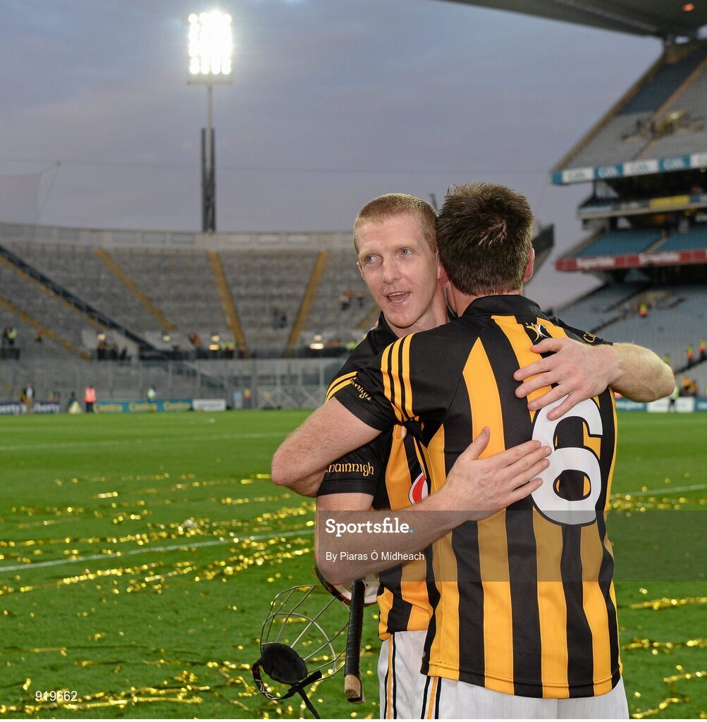 27 September 2014; Kilkenny's Henry Shefflin celebrates with team-mate Kieran Joyce after the game. GAA Hurling All Ireland Senior Championship Final Replay, Kilkenny v Tipperary. Croke Park, Dublin. Picture credit: Piaras Ó Mídheach / SPORTSFILE