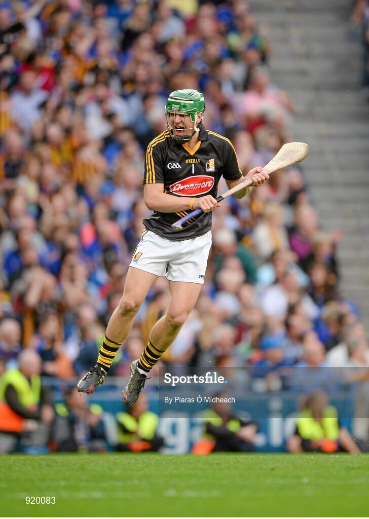 27 September 2014; Kilkenny goalkeeper Eoin Murphy celebrates after team-mate John Power scored their side's second goal of the game. GAA Hurling All Ireland Senior Championship Final Replay, Kilkenny v Tipperary. Croke Park, Dublin. Picture credit: Piaras Ó Mídheach / SPORTSFILE