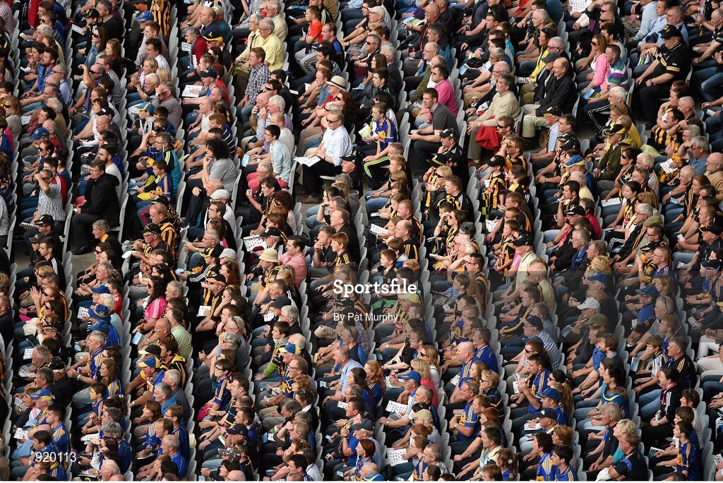 27 September 2014; Kilkenny and Tipperary supporters during the game. GAA Hurling All Ireland Senior Championship Final Replay, Kilkenny v Tipperary. Croke Park, Dublin. Picture credit: Pat Murphy / SPORTSFILE