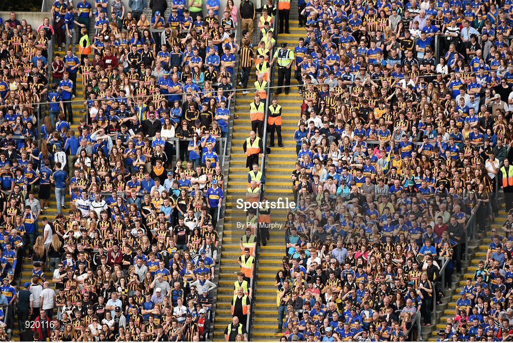 27 September 2014; Kilkenny and Tipperary supporters during the game. GAA Hurling All Ireland Senior Championship Final Replay, Kilkenny v Tipperary. Croke Park, Dublin. Picture credit: Pat Murphy / SPORTSFILE