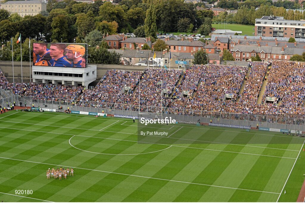 27 September 2014; A general view of Croke Park during the national anthem. GAA Hurling All Ireland Senior Championship Final Replay, Kilkenny v Tipperary. Croke Park, Dublin. Picture credit: Pat Murphy / SPORTSFILE