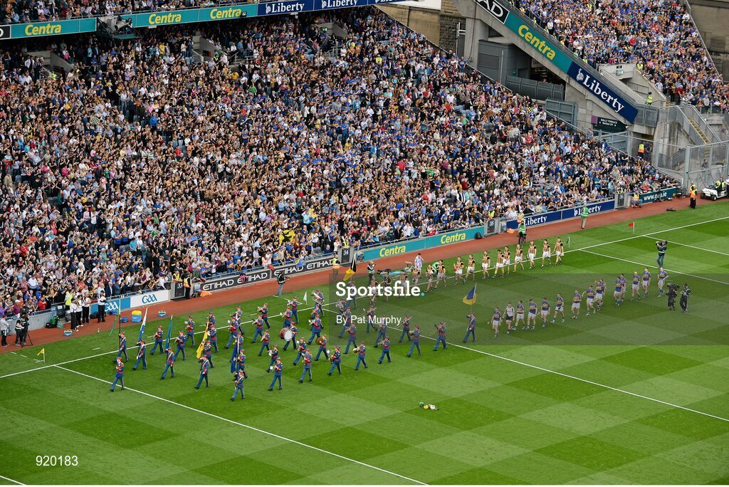 27 September 2014; The Kilkenny and Tipperary teams during the pre-match parade. GAA Hurling All Ireland Senior Championship Final Replay, Kilkenny v Tipperary. Croke Park, Dublin. Picture credit: Pat Murphy / SPORTSFILE