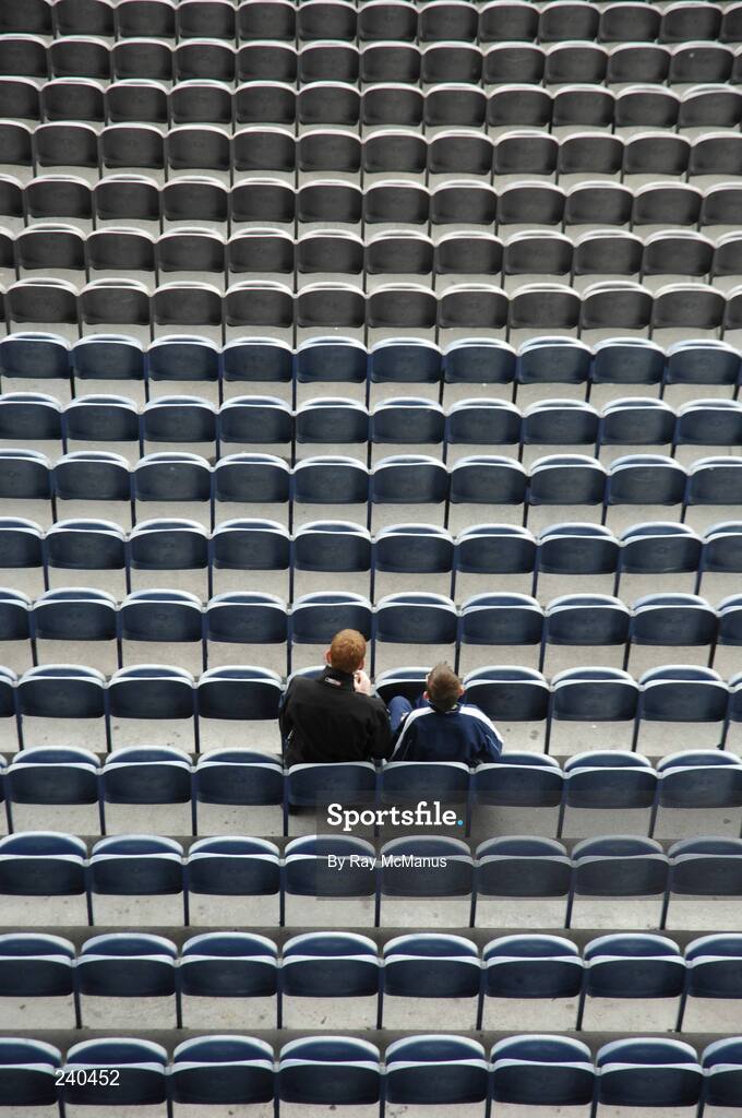 17 March 2007; Two early supporters await the start of the game. AIB All-Ireland Senior Club Hurling Championship Final, Ballyhale Shamrocks v Loughrea, Croke Park, Dublin. Picture credit: Ray McManus / SPORTSFILE