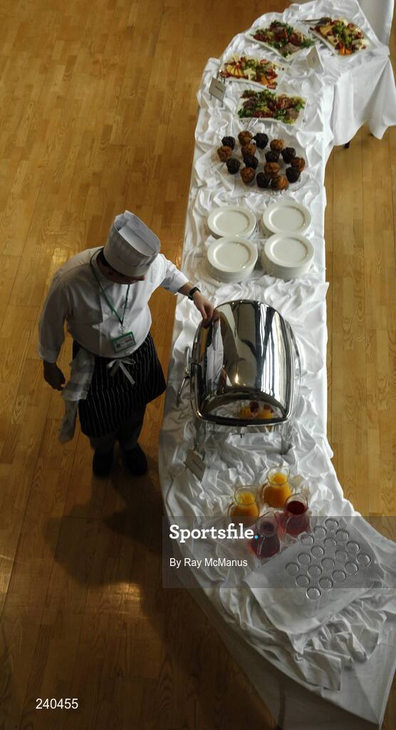 17 March 2007; A Chef examines the food in advance of lunch. AIB All-Ireland Senior Club Hurling Championship Final, Ballyhale Shamrocks v Loughrea, Croke Park, Dublin. Picture credit: Ray McManus / SPORTSFILE