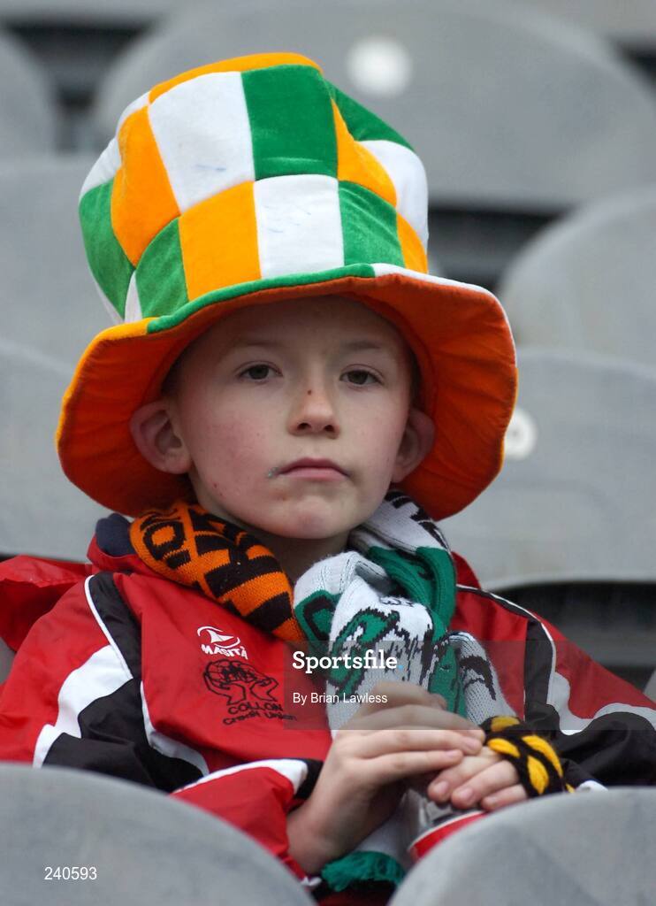 17 March 2007; A young fan watches on during the match. AIB All-Ireland Senior Club Hurling Championship Final, Ballyhale Shamrocks v Loughrea, Croke Park, Dublin. Picture credit: Brian Lawless / SPORTSFILE