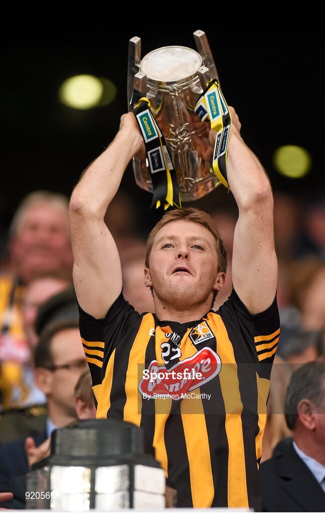27 September 2014; Aidan Fogarty, Kilkenny, lifts the Liam MacCarthy cup. GAA Hurling All Ireland Senior Championship Final Replay, Kilkenny v Tipperary. Croke Park, Dublin. Picture credit: Stephen McCarthy / SPORTSFILE