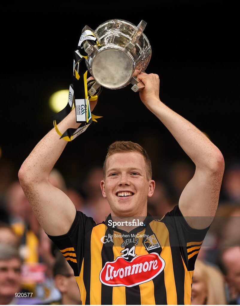 27 September 2014; Walter Walsh, Kilkenny, lifts the Liam MacCarthy cup. GAA Hurling All Ireland Senior Championship Final Replay, Kilkenny v Tipperary. Croke Park, Dublin. Picture credit: Stephen McCarthy / SPORTSFILE
