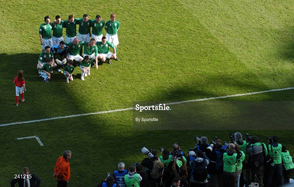 24 March 2007; The Republic of Ireland team, back row from left to right, Jonathan Douglas, Steve Finnan, Kevin Kilbane, John O'Shea, Richard Dunne and Paul McShane. Front row from left to right, Robbie Keane, Shay Given, Lee Carsley, Damien Duff and Stephen Ireland. 2008 European Championship Qualifier, Republic of Ireland v Wales, Croke Park, Dublin. Photo by Sportsfile *** Local Caption ***