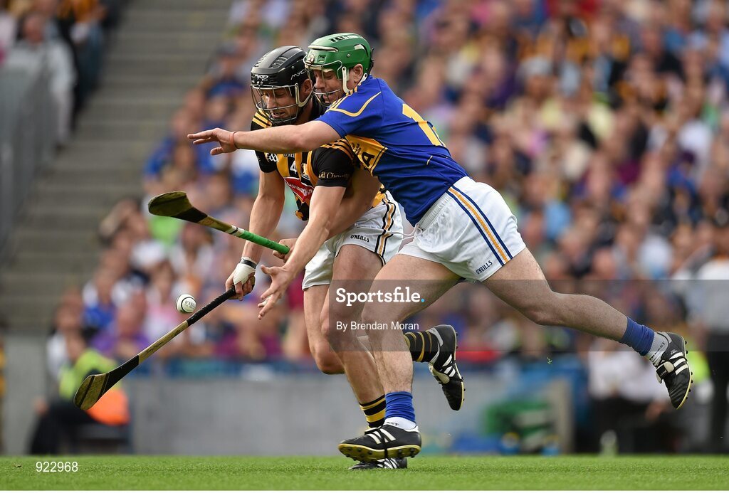 27 September 2014; Jackie Tyrrell, Kilkenny, in action against John O'Dwyer, Tipperary. GAA Hurling All Ireland Senior Championship Final Replay, Kilkenny v Tipperary. Croke Park, Dublin. Picture credit: Brendan Moran / SPORTSFILE