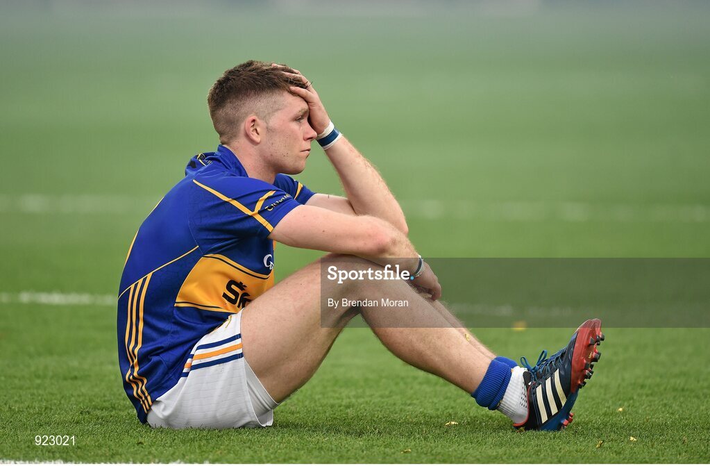 27 September 2014; A dejected Padraic Maher, Tipperary, after the final whistle. GAA Hurling All Ireland Senior Championship Final Replay, Kilkenny v Tipperary. Croke Park, Dublin. Picture credit: Brendan Moran / SPORTSFILE