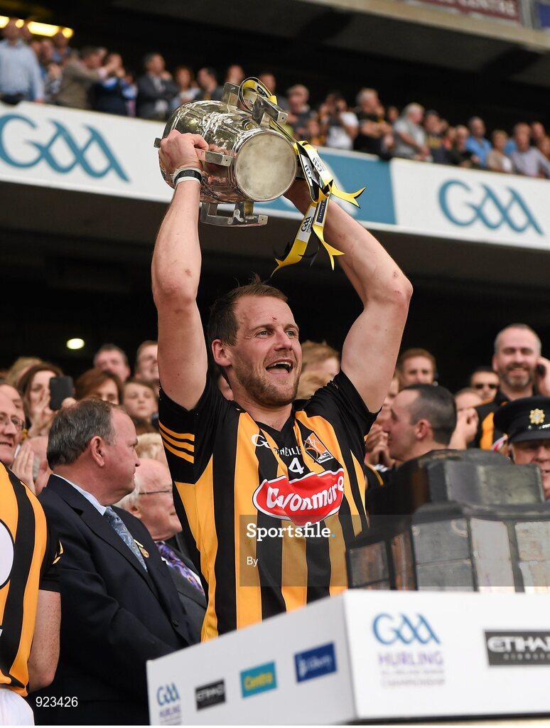 27 September 2014; Kilkenny's Jackie Tyrrell lifts the Liam MacCarthy cup. GAA Hurling All Ireland Senior Championship Final Replay, Kilkenny v Tipperary. Croke Park, Dublin. Picture credit: Ray McManus / SPORTSFILE