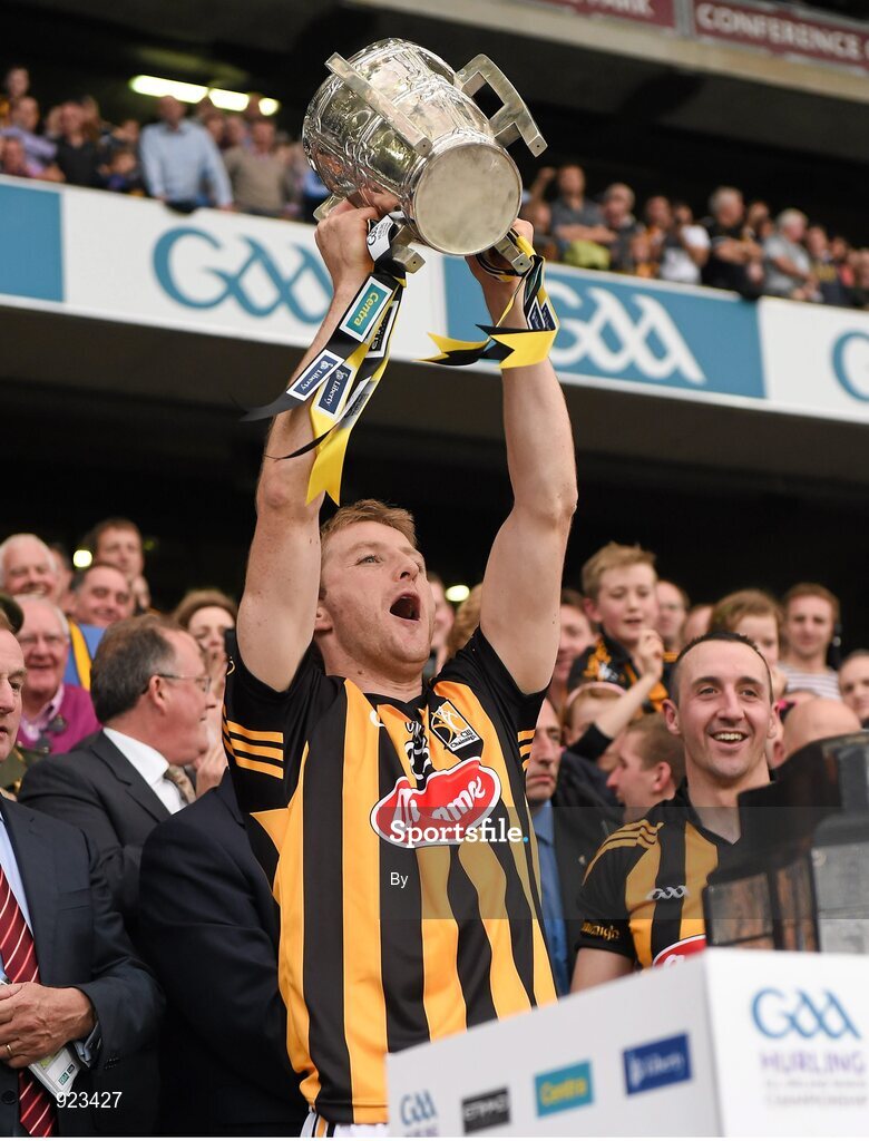 27 September 2014; Kilkenny's Aidan Fogarty lifts the Liam MacCarthy cup. GAA Hurling All Ireland Senior Championship Final Replay, Kilkenny v Tipperary. Croke Park, Dublin. Picture credit: Ray McManus / SPORTSFILE