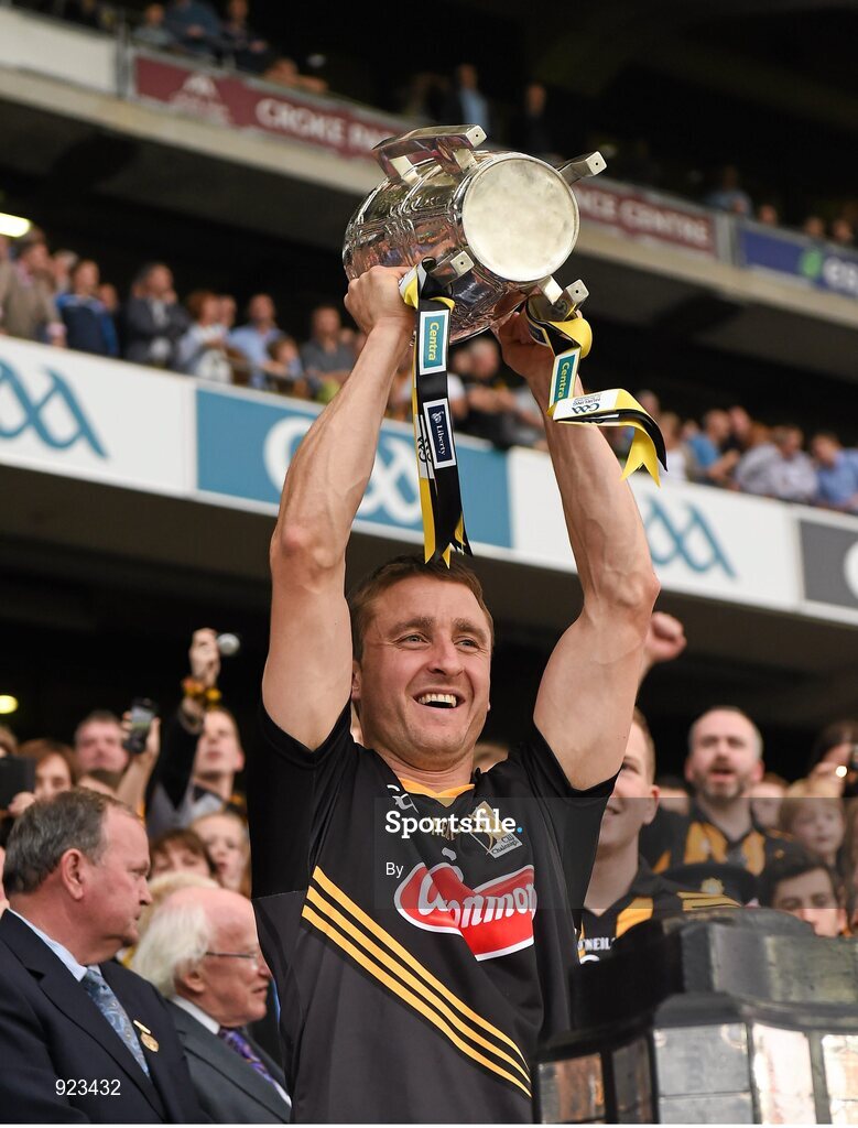 27 September 2014; Kilkenny's David Herity lifts the Liam MacCarthy cup. GAA Hurling All Ireland Senior Championship Final Replay, Kilkenny v Tipperary. Croke Park, Dublin. Picture credit: Ray McManus / SPORTSFILE