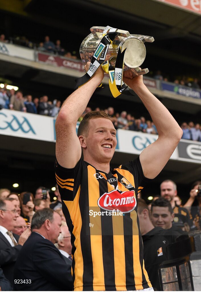 27 September 2014; Kilkenny's Walter Walsh lifts the Liam MacCarthy cup. GAA Hurling All Ireland Senior Championship Final Replay, Kilkenny v Tipperary. Croke Park, Dublin. Picture credit: Ray McManus / SPORTSFILE