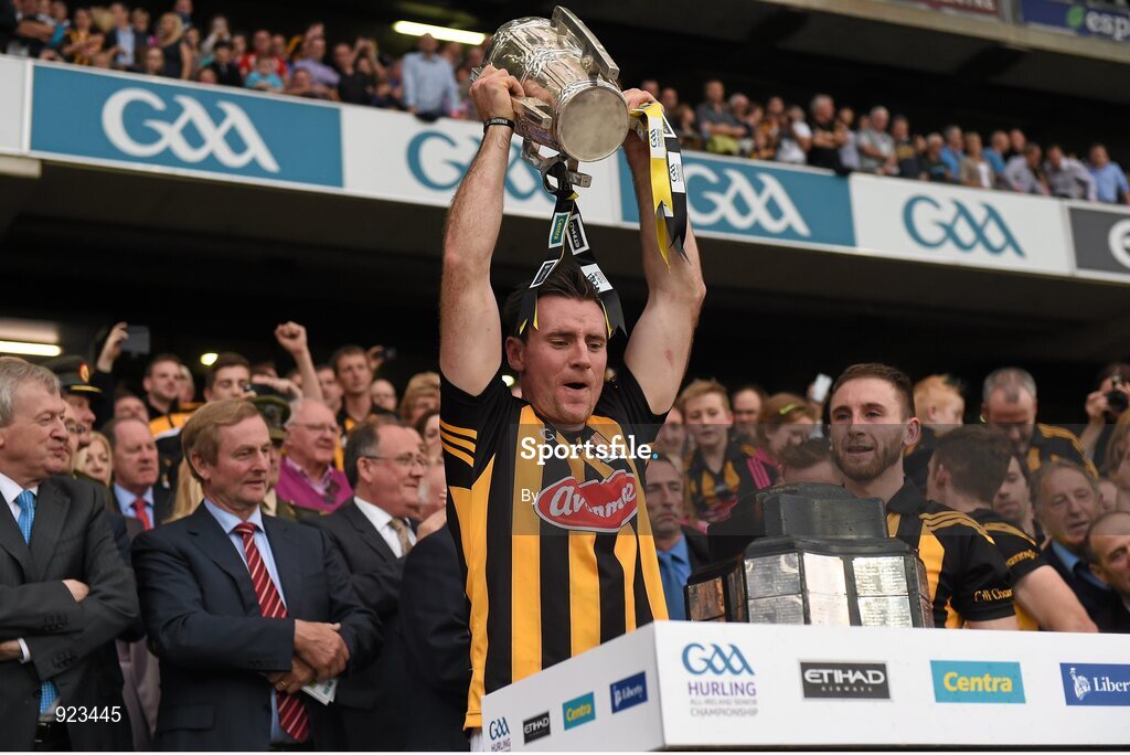 27 September 2014; Kilkenny's Kieran Joyce lifts the Liam MacCarthy Cup. GAA Hurling All Ireland Senior Championship Final Replay, Kilkenny v Tipperary. Croke Park, Dublin. Picture credit: Ray McManus / SPORTSFILE