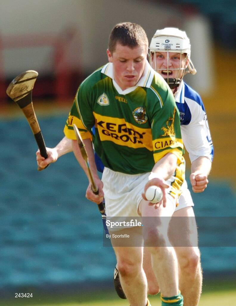 7 April 2007; Andrew Keane, Kerry, in action against Tommy Fitzgerald, Laois. Allianz National Hurling League, Division 2, Quarter-Final, Laois v Kerry, Gaelic Grounds, Limerick. Photo by Sportsfile