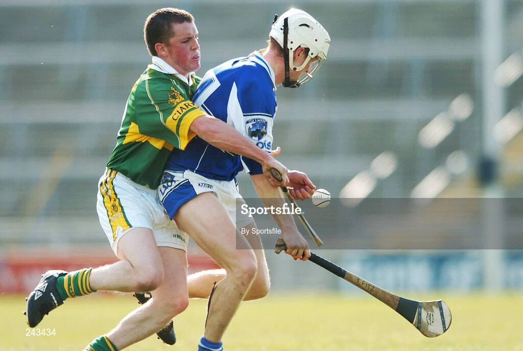7 April 2007; Tommy Fitzgerald, Laois, in action against Andrew Keane, Kerry. Allianz National Hurling League, Division 2, Quarter-Final, Laois v Kerry, Gaelic Grounds, Limerick. Photo by Sportsfile
