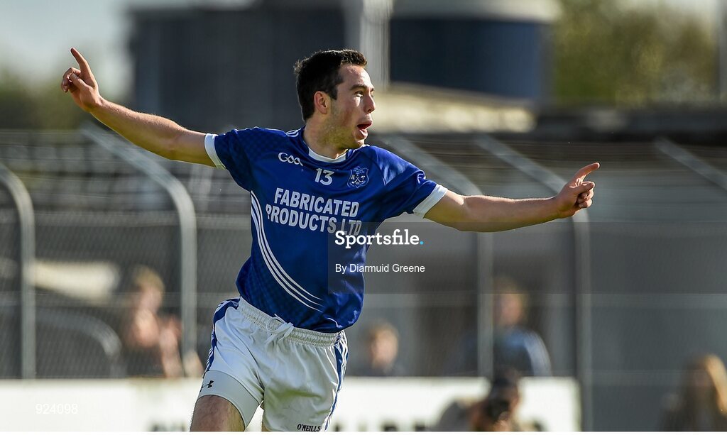 12 October 2014; Conor McGrath, Cratloe, celebrates after scoring his side's first goal past Eire Og goalkeeper Colin Smyth. Clare County Senior Football Championship Final, Cratloe v Eire Og. Cusack Park, Ennis, Co. Clare. Picture credit: Diarmuid Greene / SPORTSFILE