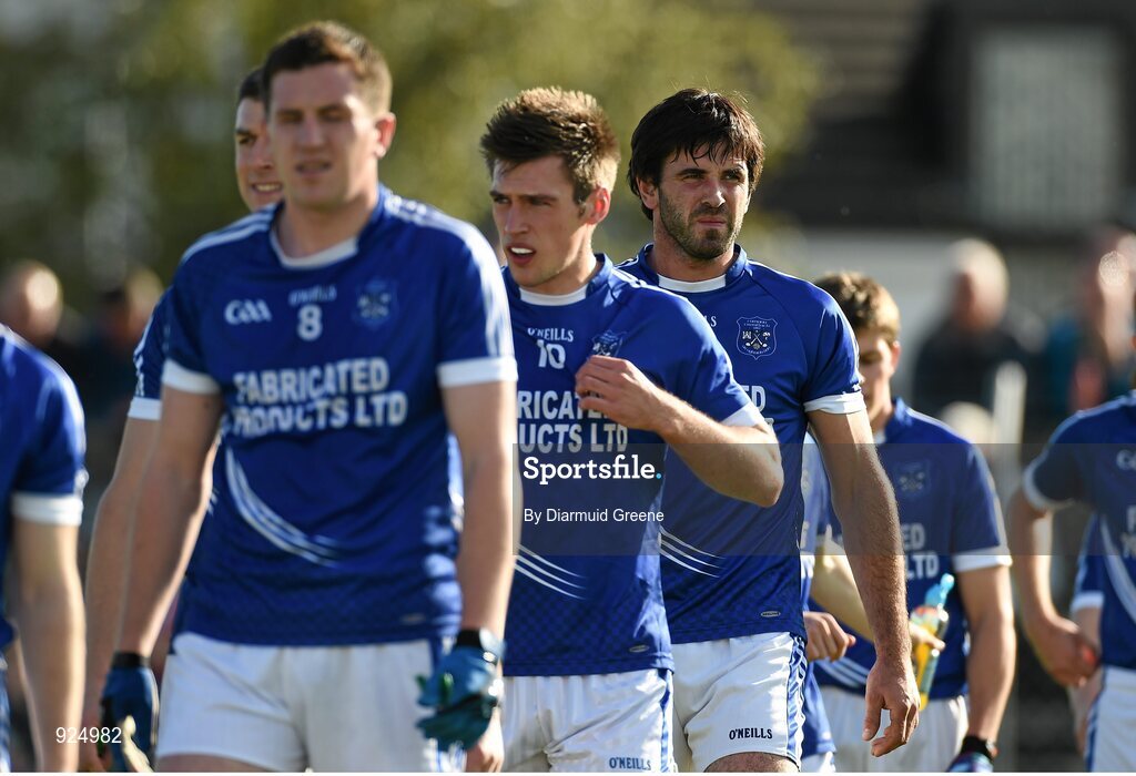 12 October 2014; Cratloe's John Galvin and team-mates during the pre-match parade. Clare County Senior Football Championship Final, Cratloe v Eire Og. Cusack Park, Ennis, Co. Clare. Picture credit: Diarmuid Greene / SPORTSFILE