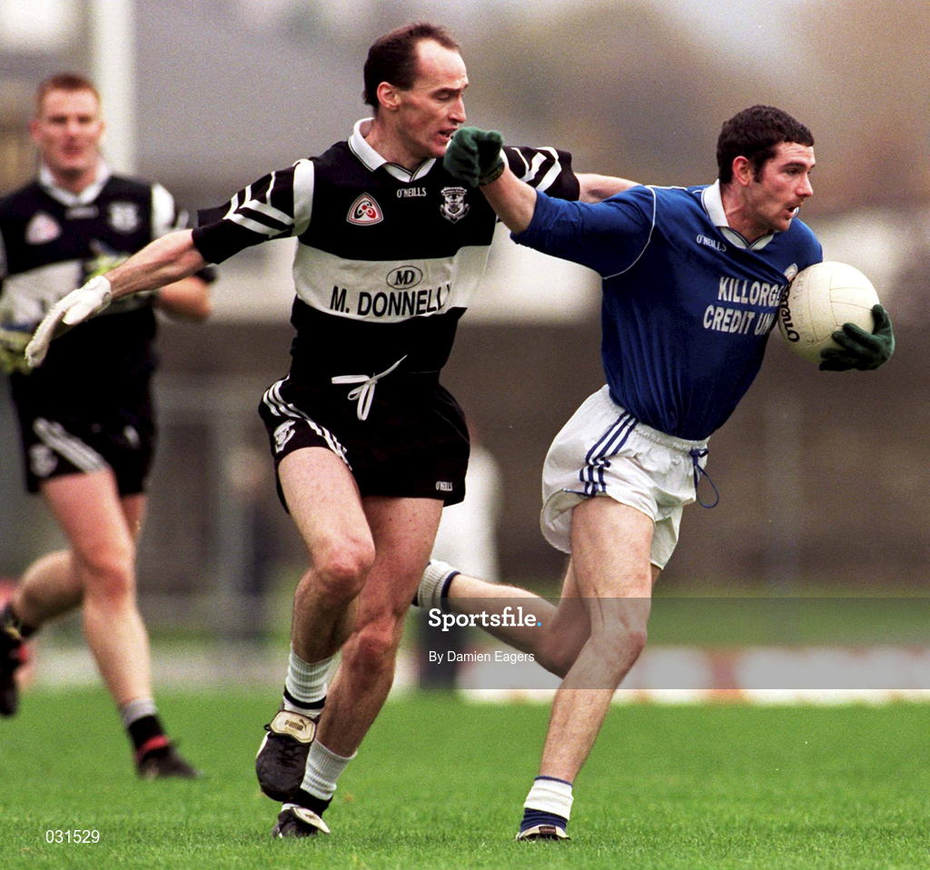 7 November 1999; John Lynch of Laune Rangers in action against Francis McInerney of Doonbeg during the AIB Munster Senior Club Football Championship semi-final match between Doonbeg and Laune Rangers at Fitzgerald Stadium in Killarney, Kerry. Photo by Damien Eagers/Sportsfile