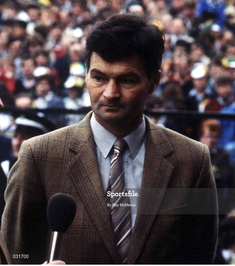 19 September 1982; Former Kerry footballer Mick O'Connell is interviewed ahead of the GAA Football All-Ireland Senior Championship Final match between Offaly and Kerry at Croke Park in Dublin. Photo by Ray McManus/Sportsfile