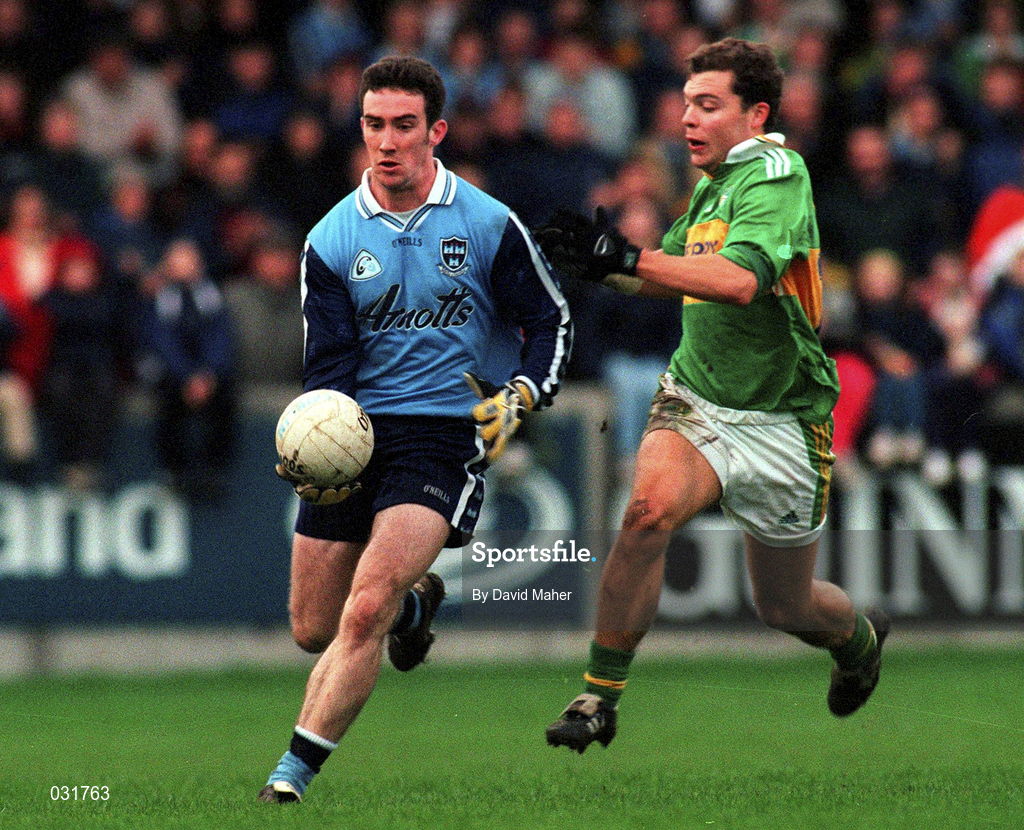 28 November 1999; Paddy Christie of Dublin in action against Denis O'Dwyer of Kerry during the Church & General National Football League match between Dublin and Kerry at Parnell Park in Dublin. Photo by David Maher/Sportsfile